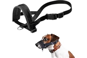 Andiker Kaganiec dla psów, kaganiec z miękkiego nylonu z regulowaną pętelką, aby zapobiec gryzieniu i szczekaniu (L)