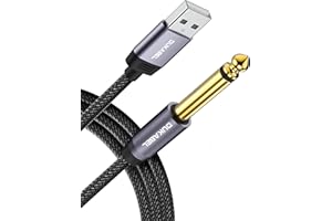 DuKabel USB Gitarrenkabel USB auf 1/4 TS Kabel für Gitarrenaufnahmen 2,4 Meter Type A auf 6,35mm Mono Konverterkabel für Instrument, Bass, E-Keyboard, Mischpult, Verstärker, PC, Laptop