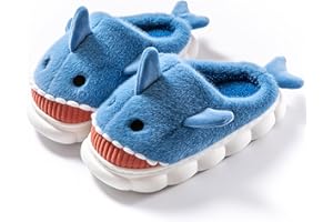 dressfan Hai Hausschuhe Plüsch,3D Tierhausschuhe Hai Slippers Pantoffeln,Leise Dicke Weiche Rutschfeste Sohle Memory Foam Home Slippers,Lustig Hausschuhe für Damen Herren