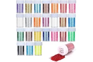 FOGAWA 24pz Glitter Polvere per Unghie Porporina da Decorare per Bambini in Barattolo con Setaccio Polvere Colorata per Decorazioni Lavori-Manuali Nail Trucco e Costume