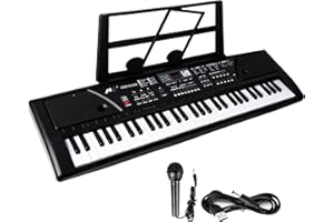 HOMRIA-APPLIANCE 61 Keys Electronic Keyboard MP3 Digital Music Piano Instrument, 16 Instrument Voices & 10 Accompaniment Styles, Kids Teaching with Microphone, USB Cable.