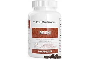 Real Mushrooms Reishi Capsules - Organic Mushroom Extract Supplement with Potent Red Reishi Mushroom for Longevity, Mood, Sleep, & Immune Support - Vegan Mushroom Supplement, Non-GMO, 90 Caps