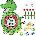 Vicloon Double Sided Dart Board, Kids Dartboards with 12 Sticky Balls, 6 Self-adhesive Darts Foldable Dart Board Game Set with Dart Launcher and 4 Foam Darts Party Games Toys Gifts