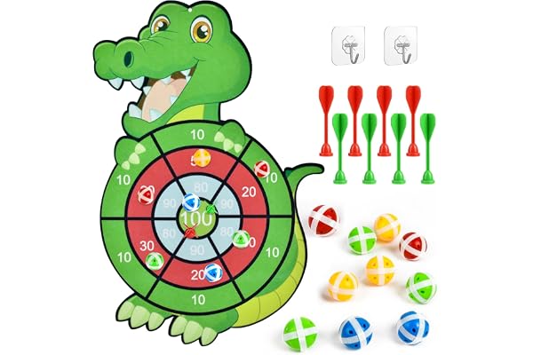 Vicloon Dubbelsidig darttavla, barn darttavlor med 12 klibbiga bollar, 6 självhäftande dartpilar hopfällbara darttavlspel set