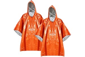 COACOM 2 sztuki awaryjnych ponczo przeciwdeszczowych, utrzymywanie ciepła i deszczu, wyposażenie awaryjne, płaszcz przeciwdeszczowy z kapturem, do użytku na zewnątrz, do wspinaczki górskiej, jazdy na