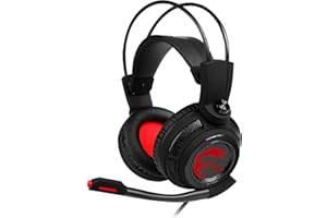 MSI DS502 GAMING HEADSET - 7.1 Virtual Surround Sound, Vibration Feedback, 40mm Neodymium Drivers, laptop, Omnidirectional Microphone, Inline Controls, USB 2.0 Connector - Wired