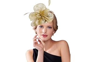 Dodheah Fascinator Cappello Donna Cappelli Cerimonia Piuma Velo Vintage Fascinators Fascia Copricapi Sposa Clip per Matrimonio Eventi Cocktail Ascot