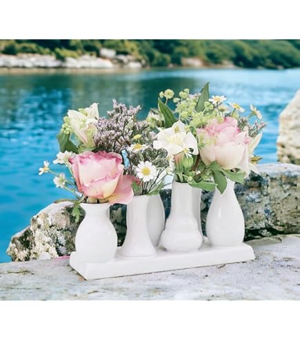 Set Mit 20 Kleinen Weißen Keramikvasen – Mini-Knospenvasen Für Tischdekoration, Hochzeit, Pampasgras
