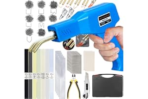 HYHJMISTY 220W Plastica Saldatrice Kit, Saldatore per Plastica per Riparare Auto Paraurti, 2 in 1 Plastica Saldatrice compresi 800PCS Chiodi per Saldatura (6 modelli), 56pcs Bacchetta per Saldatura＆Pinza, ecc.