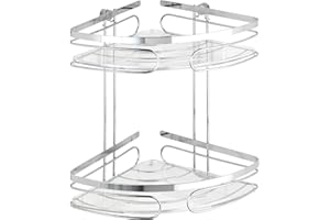 ‎WENKO WENKO Regał narożny, 2 poziomy, stal nierdzewna, 26,5 x 27,5 x 19 cm, błyszczący