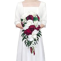 Bouquet da sposa a cascata bianco, bouquet a cascata bianco, fiori da