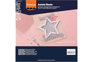 VAESSEN CREATIVE Florence Feuilles d'Acétate - 30,5 x 30,5 cm - 0,2 mm - 12 Feuilles Plastique - Papier Transparent pour le Scrapbooking, les Cartes de Vœux, la Peinture et l'Art Journaling