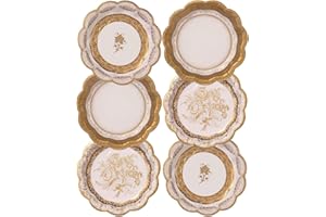 Talking Tables Party Porcelain Gold Petites Assiettes en Carton Style Vintage pour Noël, Mariage et Réception ou Dîner, Multicolore, 17 cm (Paquet de 12 contenant 3 modèles) PPG-PLATE-SML