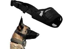 HUGWAIT Bozal para Perros, Bozal de Nylon con Malla Transpirable, Bozales para Prevenir Mastique/Mordidas/Ladridos/Ingesta, Bozal para Perros Medianos y Pequeños para Nariz Larga 6cm (L,Negro)
