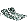 Harbour Housewares Folding Beach Sun Lounger - Banana Leaf - Pack of 2 - Foldable Canvas Beach Mat Lounger Portable Garden Sunlounger Mat with Backrest for Beach, Garden, Camping, Festivals