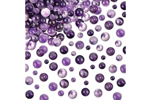 TOAOB THE ONE AND ONLY BABY TOAOB 100pcs Perles Pierre Naturelles 4mm à 8mm Améthyste Rondes en Vrac de Pierres Précieuses Gemme Énergie Perles Guérison pour Fabrication de Bijoux Collier Bracelet Boucle D'oreille