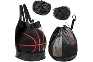 XYVOR 2 Pezzi Rete Per Palloni - Borsa A Rete Sportiva Portatile Con Cordino, Borsa Per Palloni, Rete Porta Palloni Tracolla Regolabile, Sacca Per Palloni Da Calcio Con Coulisse Per Nuoto, Fitness E Viaggi