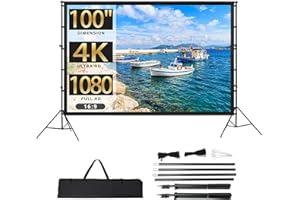 TOWALLMARK Projektion Leinwand mit Stand 100 Zoll, HD 4K Outdoor Indoor Projector Screen, Schnelles Falten Tragbare Filmleinwand 16: 9 Full-Set-Tasche, für Heimkino, Camping und Freizeitveranstaltungen