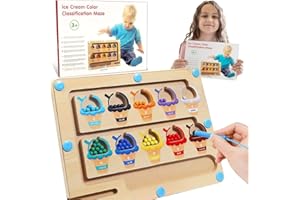 Lunriwis Magnetic Maze Montessori Toys for 2 3 4 5 Year Olds Boy Girl Kids, Wooden Magnetic Colour and Number Maze for 2-6 Year Old Gifts, Kids Educational Toys for 2-5 Birthday Gift