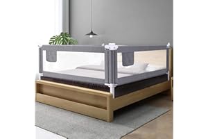 ZEHNHASE Bambini Letto Rails 140CM, Barriera per letto portatile per neonati bambino/Altezza regolabile, Protezione di caduta - Grigio,1pc