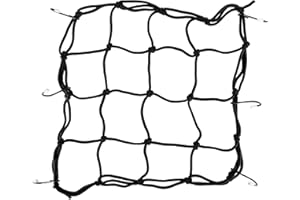GOOFIT 12" x 12" Elasticated Bungee Luggage Cargo Net with Hooks Hold Down Replacement For Motorcycles Motorbike ATV Bikes Cars Trucks Black