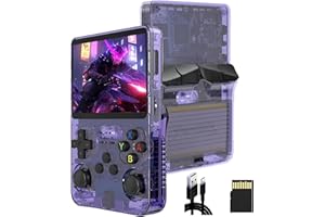 DRQZWP R36s Consola Retro Portatil Mejorada, Función de Archivo Manual, Botones Ergonómicos, Tarjeta TF de 64/128 GB, más de 15 000 Juegos Clásicos Retro y Compatibilidad para Añadir más (Púrpura/64G)