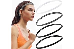 BLUESEABUY 4-częściowy opaska sportowa elastyczna opaska na czoło do włosów z gumką, antypoślizgową opaską, do joggingu, ćwiczenia dla kobiet mężczyzn (czarny szary biały)