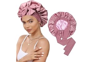 YueJieSelected Seidenhaube zum Schlafen Lange Haare,Silk Bonnet Sleep Cap,Schlafhaube Seide,Satin Haarhaube für Die Nacht,Schlafhaube Haare Schützen CapSeidenhaube zum Schlafen (1 leichtes Pulver)