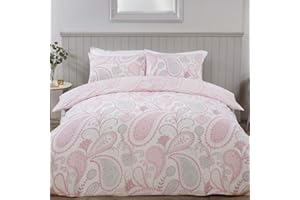 Sleepdown Juego edredón Reversible con Fundas de Almohada de 200 x 200 cm, diseño Floral, Color Rubor, Polialgodón, Rosa Encarnado, Doublé