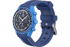 REBANDACE Cinturino per Omega x Swatch MoonSwatch 20mm,Cinturino in Silicone Morbido per Omega X Swatch MoonSwatch Speedmaster,Cinturino Curvo per MoonSwatch Swatch Uomo e Donna