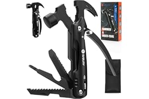 BIBURY Mini Hammer Multitool, Gifts for Men, Unique Christmas Birthday Gift Ideas, Outdoor Accessories Camping Tools for Hiking, DIY Activities, Home Improvement Black