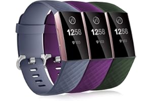 Dirrelo 3 Pack Compatible con Fitbit Charge 3 Correa/Fitbit Charge 4 Correa/Charge 3 SE Correa para Mujeres Hombres, Pulsera Deportiva de Repuesto Ajustable de Silicona Suave