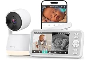 Dr.Care LumiView Cámara Vigilancia Bebé WiFi Inteligente - Pantalla 5" 1080P & 2K, Control App, Modo Privacidad, Batería 5000mAh, Alertas Llanto y Movimiento, Visión Nocturna, Luz RGB (1 Cámara Set)