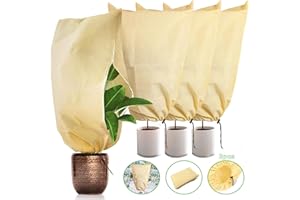 POWZOO Housse de Protection pour Plantes,3 Pack Housse Hivernage Plante(80 * 120cm- 80g/m²), Voile Hivernage Plante,Housse d'hivernage,avec Cordon de Serrage et Zipper Voile d’Hivernage,Réutilisable.