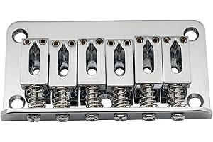 Musiclily Puente Fijo Sin Tremolo Bridge para Guitarra Eléctrica estilo Strato Tele, Cromado