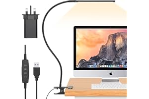 iZELL 77 LED Dimmable Desk Lamp - 【3 Colour Temperatures & 10 Brightness Levels】 70cm Flexible Gooseneck with USB Charger, Easy Clip on Reading Light, Led Table Lamp, Work Lamp for Home/Office
