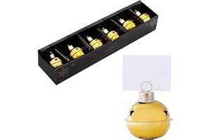 WIDDLE WONDERLAND Christmas Set 6 Metal Bauble Table Place Card Holder - Gold Jingle Bell Free Place Cards 9833