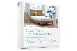 Linenspa bawełna frotte wodoodporna ochraniacz na materac – ochrona górna – ochrona na materac Queen