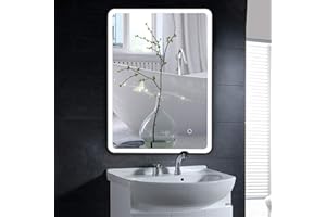 YIZHE Espejo Colgante de Pared para Baño, con luz LED Blanca fría, LEDiL Ronda, 6400k, 50x70 cm, función antivaho