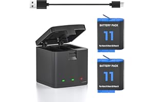 NATNO Batteria per Hero 12/11/10/9, Batterie Ricaricabile e Caricabatterie per Hero 12 Hero 11 Hero 10 Hero 9 Mini Creator Edition Black CHDHX-901-XX (1 Caricatore + 2 Batterie)