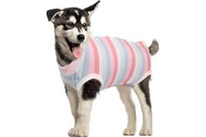 MI CASA Dog Recovery Suit Spay Suit for Female Dog Bodysuit After Surgery Dog Onesie for Surgery Male Dog Surgical Vest Substitute Recovery Collars (Pink Striped, XL)
