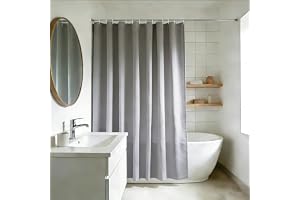 YISURE Duschdraperi, ljusgrått, av textil, för badkar, tvättbart, bredd 200 x höjd 220 cm