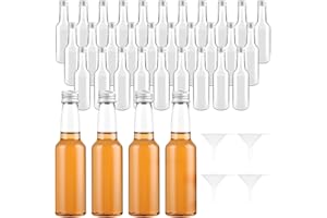 APACALI 50 PCS Mini Botellas Vacías para Licor, 100 ml Botellas de Plástico Vacías para Licor con Tapa Botella de Vino Pequeña Vacia con 5 Embudo, Botella para Bodas para Leche Zumo Aceite