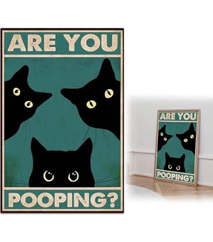 CREATCABIN Grappig vintage metalen bord met zwarte kat, retro, Because Murder Is Wrong, wanddecoratie voor huis, keuken, badkamer, slaapkamer, café, bar, pub, 20,3 x 30,5 cm