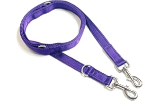 CHURCH PRODUCTS UK Police Style Dog Training Lead Double Ended 5ft (1.5 Metres Approx) Adjustable Leash Multi-Functional In Cushion Webbing (20mm, Purple)