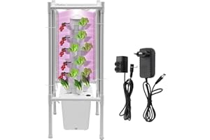 VonVVer Hydroponic Growing System 30 baccelli – Torre idroponica verticale con serbatoio dell'acqua da 10 l, sistema di coltivazione aeroponica, kit di coltivazione per erbe, frutta e verdura (bianco)