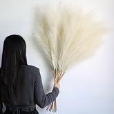 12 Pieces Dried Pampas Artificial Decoration, 115 cm / 45 Inch Large Artificial Pampas Grass, Dried Flowers Decoration for Va