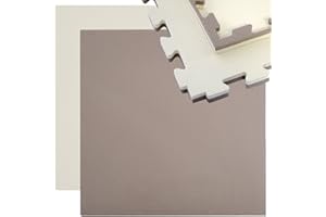 EYEPOWER Tapis Puzzle de Sport 90x90cm en Mousse EVA 25mm d'épaisseur Extensible INCL encadrement Beige Marron
