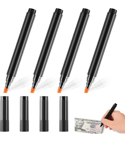 Prasacco Money Checker Pen – 4-Pack Counterfeit Detector Pens For Bills, Quick & Easy Fake Note Test