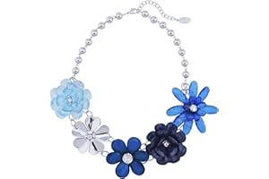 Bocar 5 fiore intrecciato cristallo Statement Chunky collana Bib collare gioielli di perle per le donne (NK-10127)